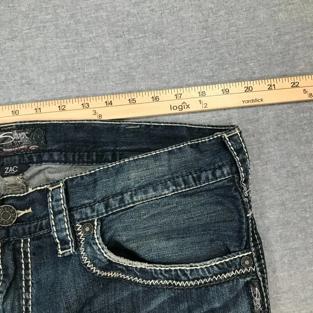 Silver Jeans Co Men's 38x32 Zac Blue Jeans Relaxed Straight Denim 100% Cotton J